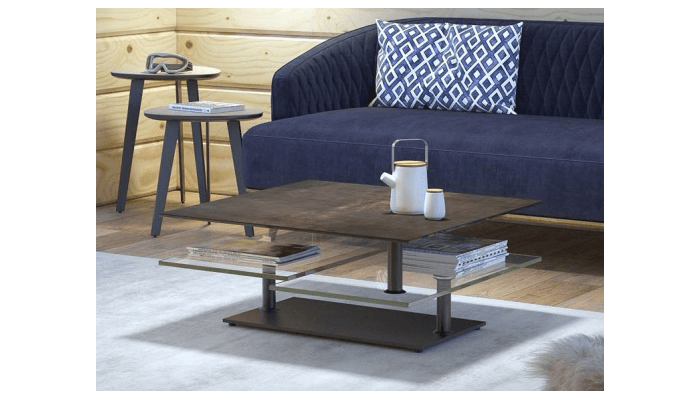 QUAD - Table basse plateaux pivotants céramique...