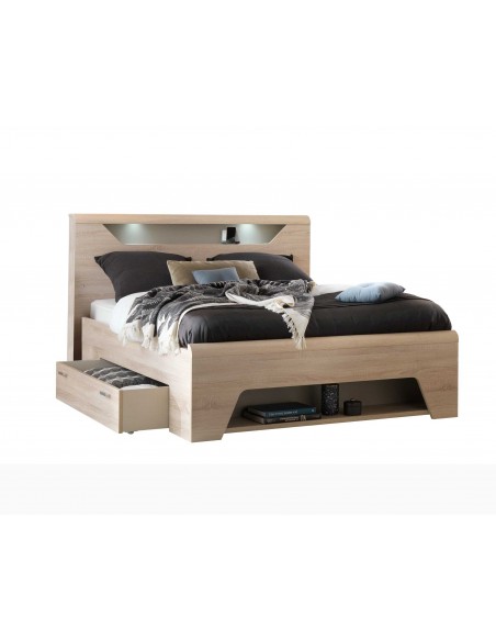 MULTY - Lit avec cadre de lit avec tiroirs pour rangement 140 x 190 cm