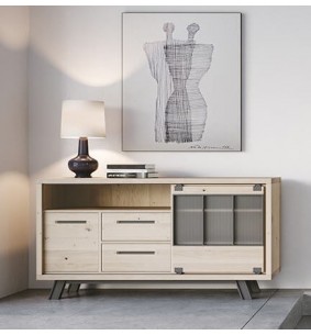 HARRY - Enfilade 180 cm 1 porte coulissante 2 tiroirs 1 porte 