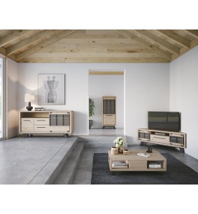 HARRY - Enfilade 180 cm 1 porte coulissante 2 tiroirs 1 porte  2
