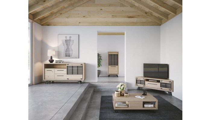 HARRY - Enfilade 180 cm 1 porte coulissante 2 tiroirs 1 porte 