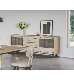 HARRY - Enfilade 245 cm 2 portes coulissantes et 4 tiroirs 