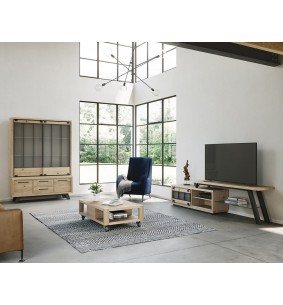 HARRY - Meuble TV 140 cm 1 porte coulissante 1 tiroir  2