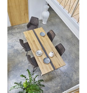 LINEA - Table repas rectangulaire insert béton 280 cm x 100  cm  2