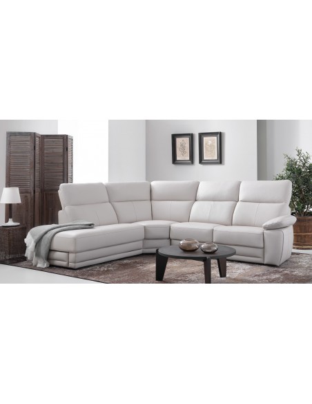 VEDER - Canapé d'angle tissu, 1 relax électrique 