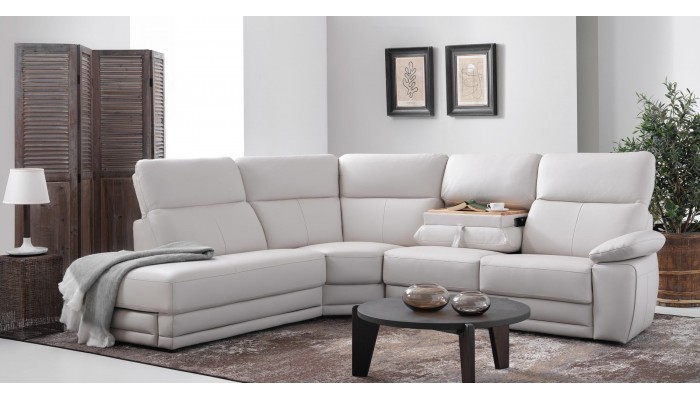 VEDER - Canapé d'angle tissu, 1 relax électrique 