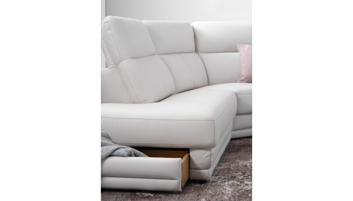 VEDER - Canapé d'angle tissu, 1 relax électrique 