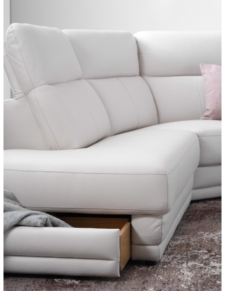 VEDER - Canapé d'angle tissu, 1 relax électrique 