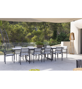 BASTINGAGE - Table de repas d'extérieur extensible gris LES JARDINS