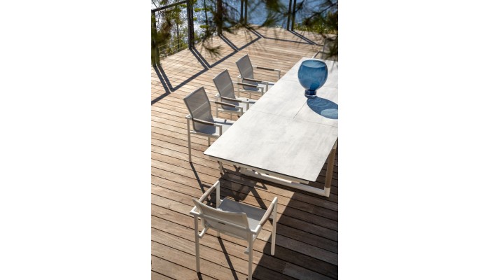 BASTINGAGE - Table de repas d'extérieur extensible blanc LES JARDINS