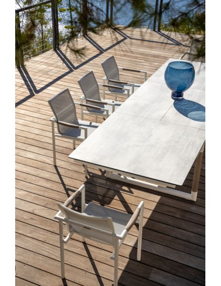 BASTINGAGE - Table de repas d'extérieur extensible blanc LES JARDINS