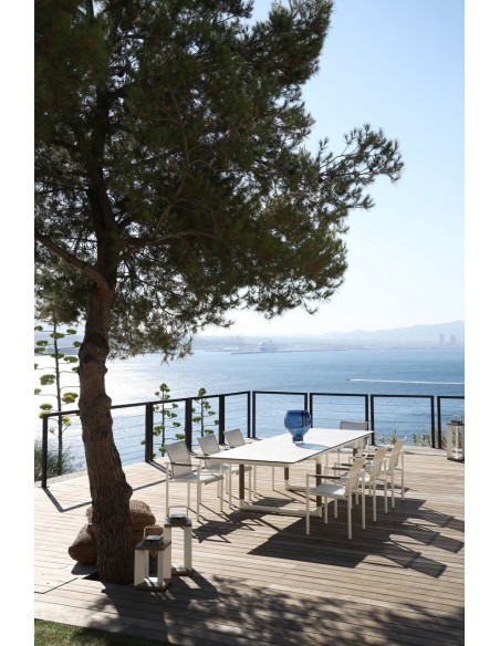 BASTINGAGE - Table de repas d'extérieur extensible blanc LES JARDINS