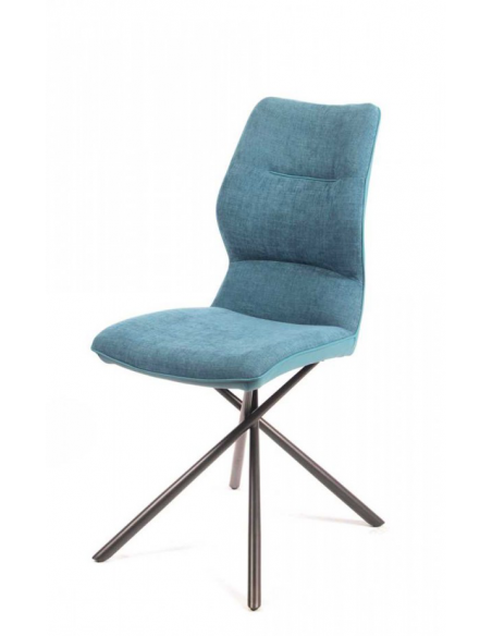 WISH - Chaise en tissu et simili cuir avec pieds en métal noir 6 coloris