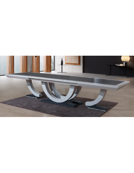 IBIZA - Table pieds central 3 allonges 