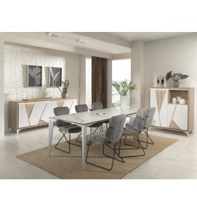 Tozani - Petite table à manger design chêne clair et pieds entrelacés  anthracite 130 cm Artemis