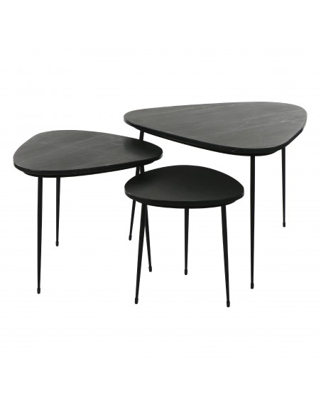 AXIO - Set de 3 tables marbre noir