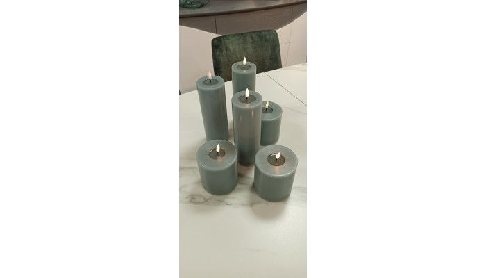 DELUXE - Bougie LED sauge D.10 cm hauteur 10 cm