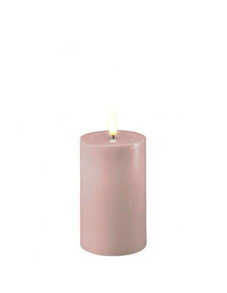 DELUXE - Bougie LED rose D.7,5 cm hauteur 12,5 cm