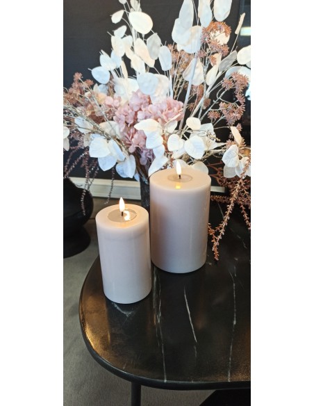 DELUXE - Bougie LED rose D.10 cm hauteur 15 cm