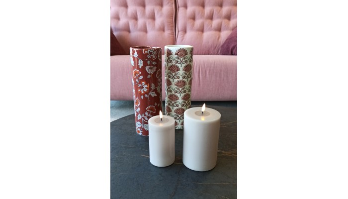 DELUXE - Bougie LED rose D.10 cm hauteur 15 cm