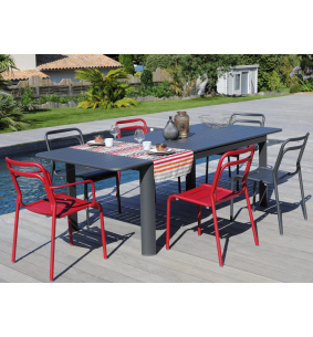 EOS - Chaise empilable bleu X2 2