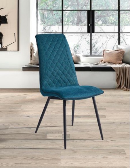 JADE - Chaise tissu turquoise