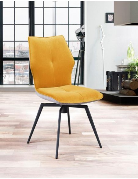 PALOMA - Chaise pivotante jaune moutarde