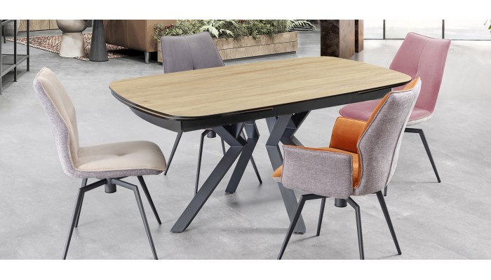 PALOMA - Chaise pivotante rose pêche