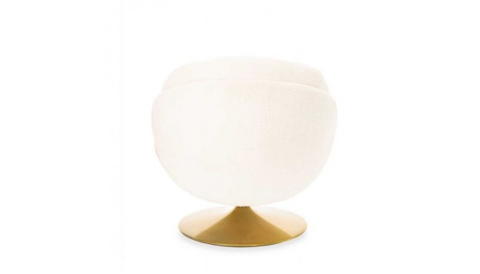 MEMENTO - Fauteuil moelleux blanc pied pivotant or
