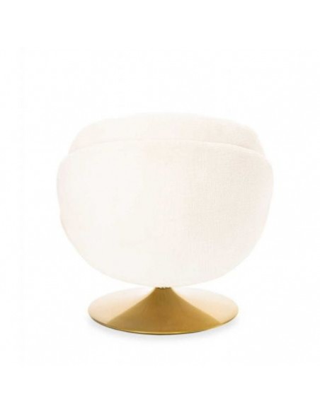 MEMENTO - Fauteuil moelleux blanc pied pivotant or