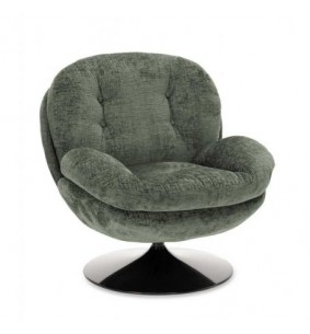 MEMENTO - Fauteuil moelleux kaki pied pivotant noir