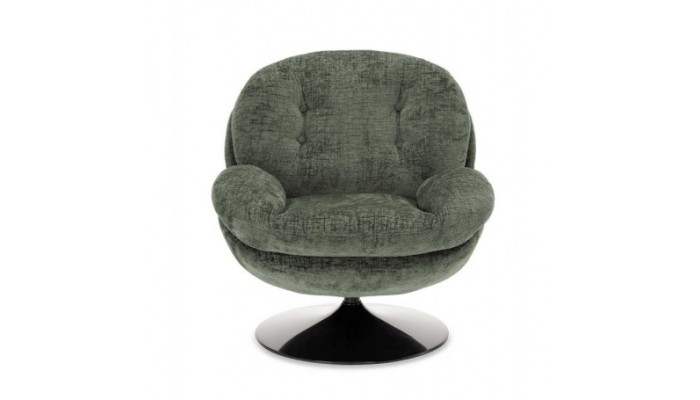 MEMENTO - Fauteuil moelleux kaki pied pivotant noir