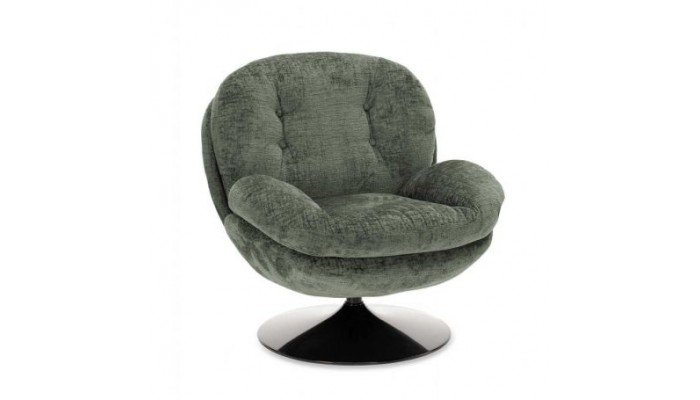MEMENTO - Fauteuil moelleux kaki pied pivotant noir