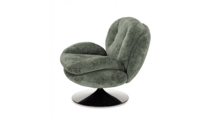 MEMENTO - Fauteuil moelleux kaki pied pivotant noir