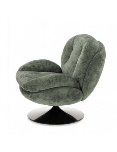 MEMENTO - Fauteuil moelleux kaki pied pivotant noir