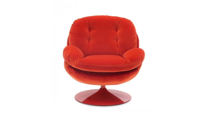 MEMENTO - Fauteuil moelleux rouge pied pivotant rouge