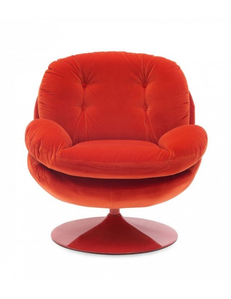 MEMENTO - Fauteuil moelleux rouge pied pivotant rouge