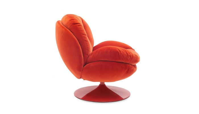 MEMENTO - Fauteuil moelleux rouge pied pivotant rouge