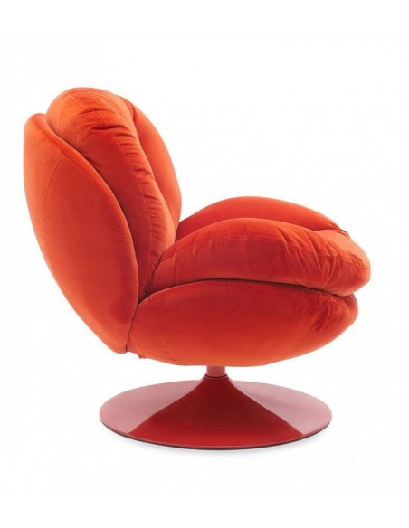 MEMENTO - Fauteuil moelleux rouge pied pivotant rouge