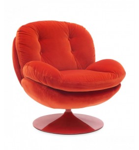MEMENTO - Fauteuil moelleux rouge pied pivotant rouge