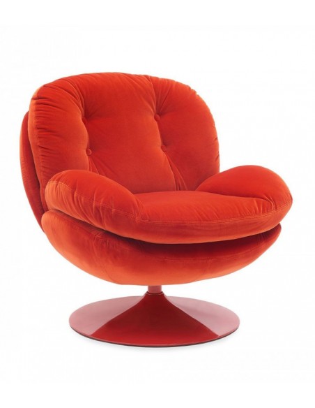 MEMENTO - Fauteuil moelleux rouge pied pivotant rouge