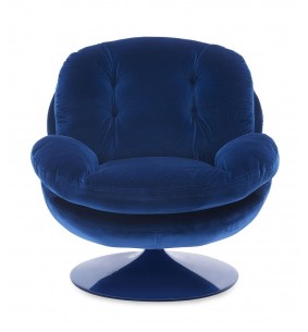 MEMENTO - Fauteuil moelleux bleu pied pivotant bleu 2