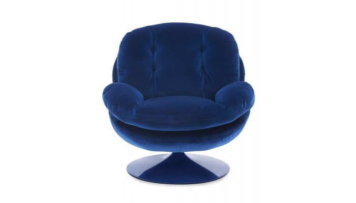 MEMENTO - Fauteuil moelleux bleu pied pivotant bleu