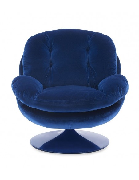 MEMENTO - Fauteuil moelleux bleu pied pivotant bleu