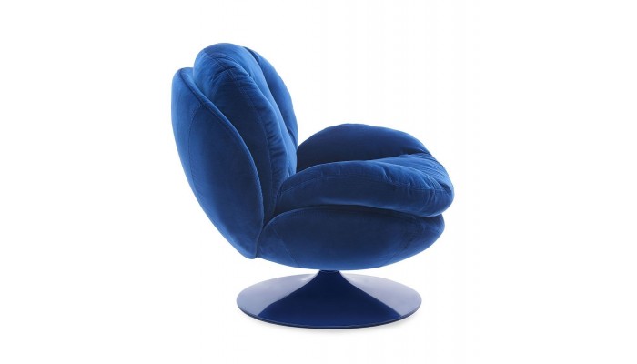 MEMENTO - Fauteuil moelleux bleu pied pivotant bleu