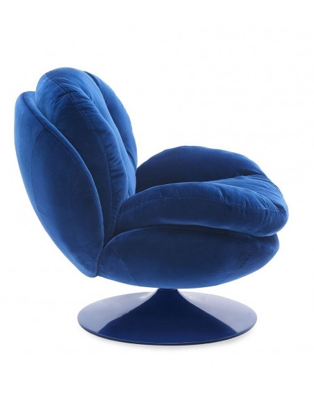MEMENTO - Fauteuil moelleux bleu pied pivotant bleu