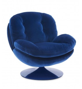 MEMENTO - Fauteuil moelleux bleu pied pivotant bleu