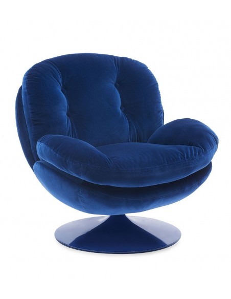 MEMENTO - Fauteuil moelleux bleu pied pivotant bleu