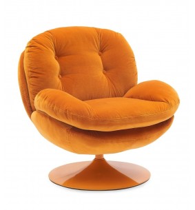 MEMENTO - Fauteuil moelleux orange pied pivotant orange