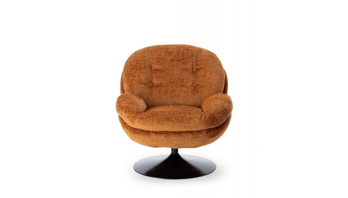 MEMENTO - Fauteuil moelleux orange brulé pied pivotant